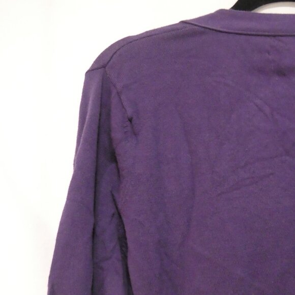TOMMY HILFIGER | large | Purple Button-Up V-Neck Cardigan | 100% Prima Cotton - Picture 9 of 15